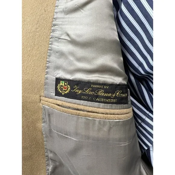 Hart Schaffner Marx X Loro Piana Blazer Jacket Beige Cashmere Size 44L Nice